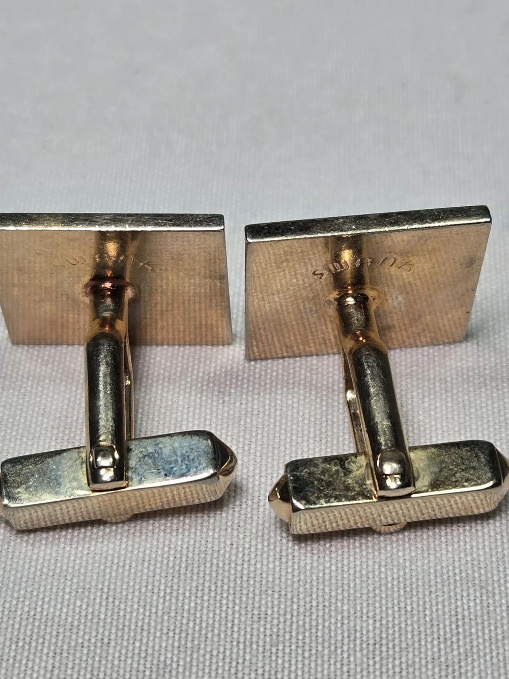 Vintage SWANK Cufflinks 3 pairs Gold Toned Fleur de lis Amber Domed 1960s